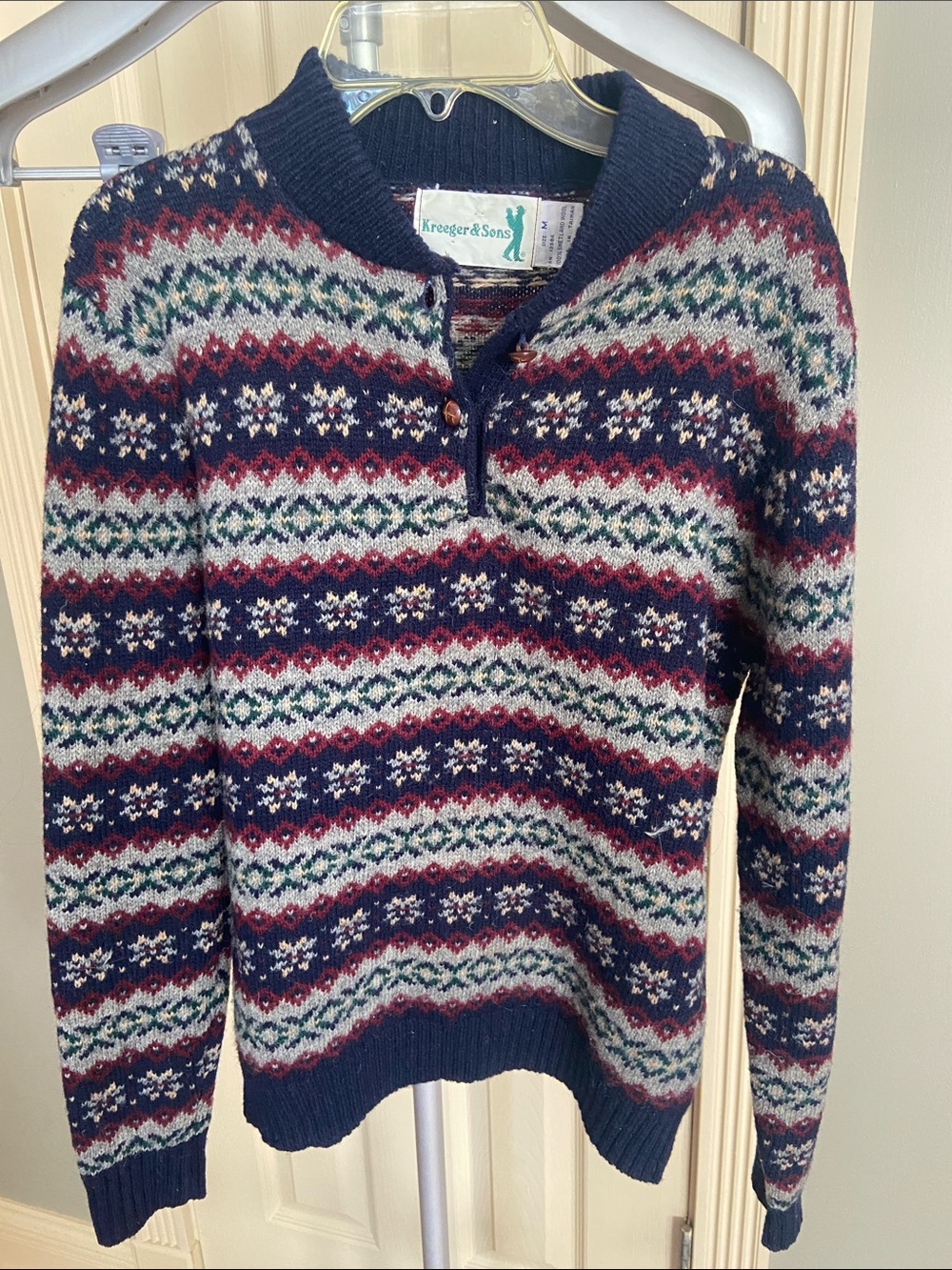 Women's Navy Shetland Wool Sweater Size Medium